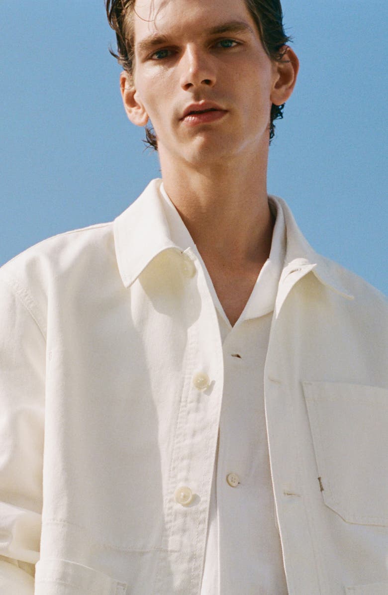 MANGO Lightweight Twill Chore Coat, Alternate, color, Off White