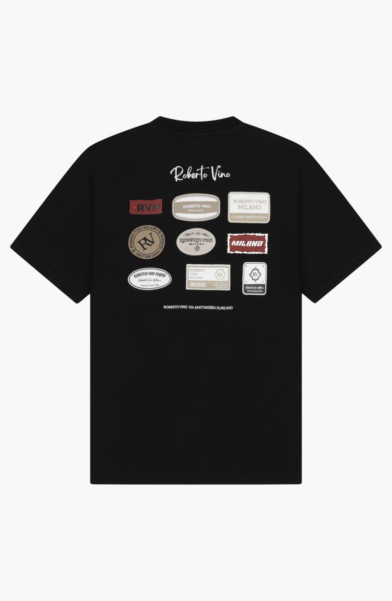 Roberto Vino Patches Oversize Cotton Tee, Alternate, color, Black