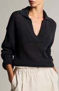 Vince Coated Cotton Blend Polo Sweater