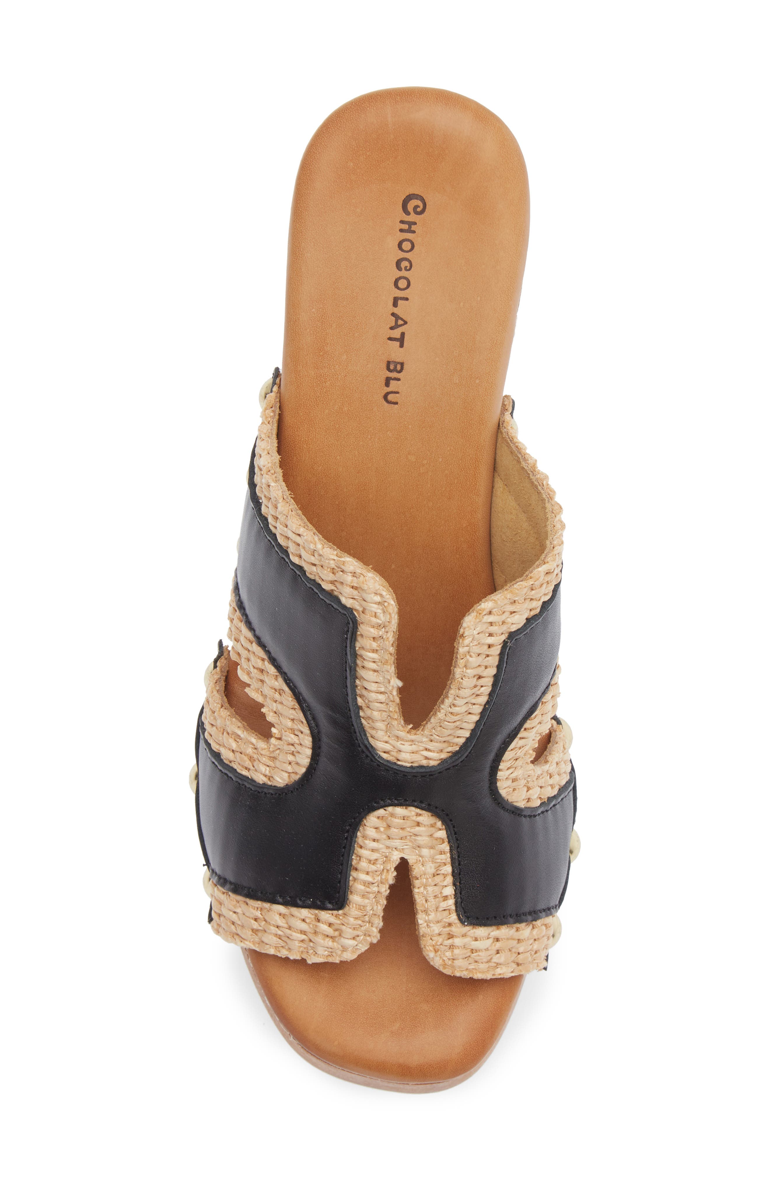 Chocolat Blu Mae Platform Sandal, Alternate, color, Black Leather-Raffia