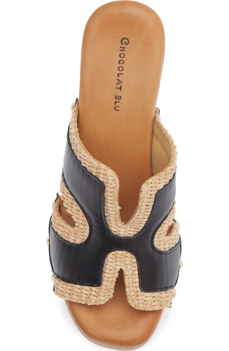 Chocolat Blu Mae Platform Sandal, Alternate, color, Black Leather-Raffia
