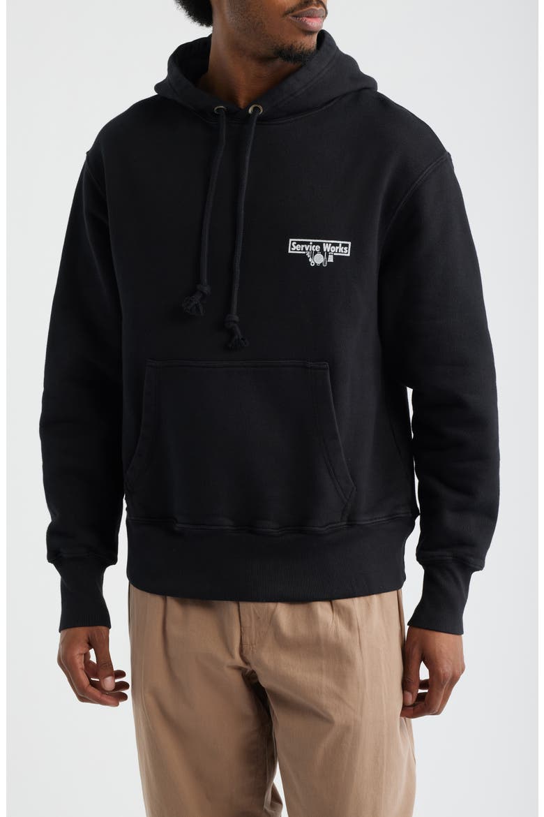 Logo Graphic Organic Cotton French Terry Hoodie, Main, color, BLACK