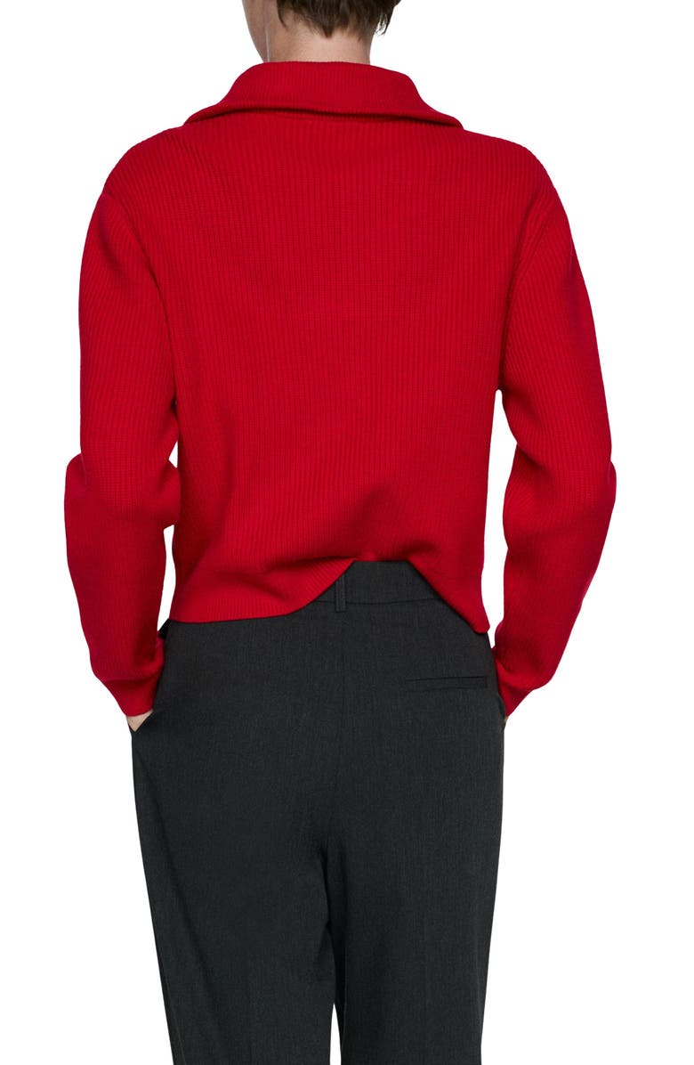 MANGO Half Zip Rib Sweater, Alternate, color, 
