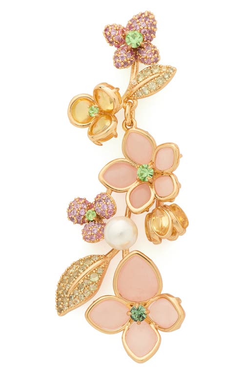 Kate Spade Gold-tone Pastel Petals Linear Earrings In Gold/pink