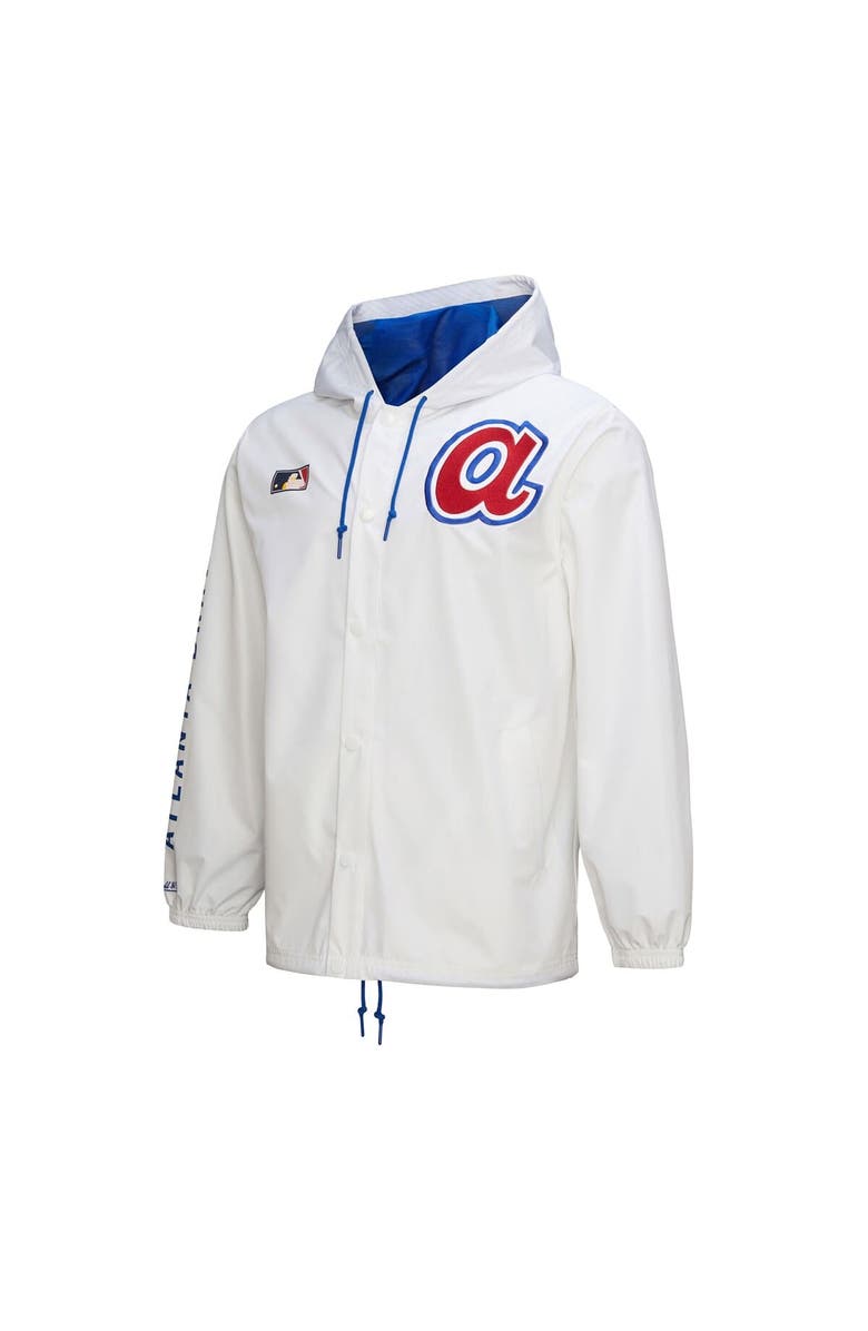 Mitchell & Ness Men's Mitchell & Ness White Atlanta Braves Vintage Full-Snap Hooded Coaches Jacket, Alternate, color, 