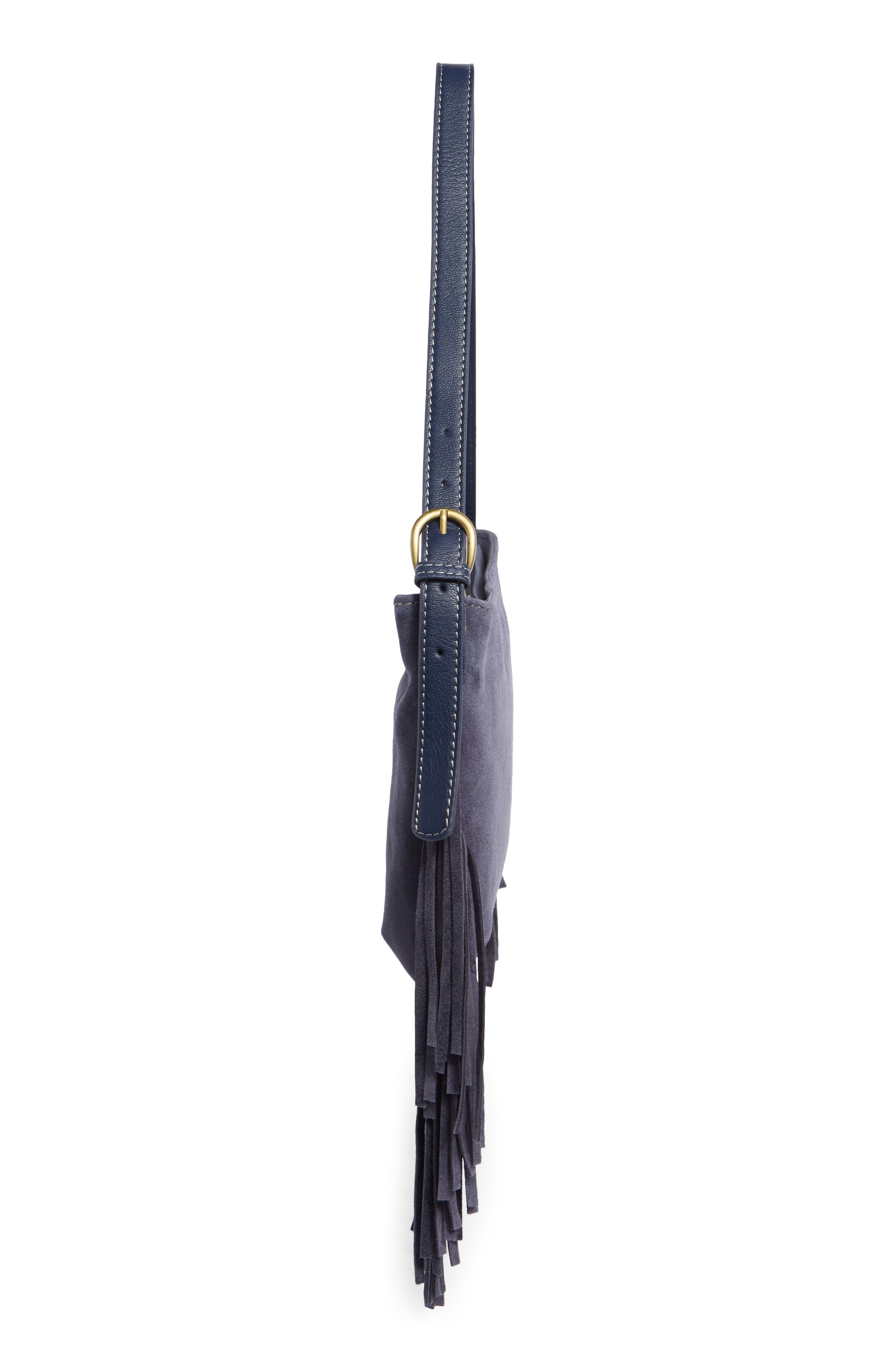 Ivy Fringe Suede Shoulder Bag, Alternate, color, MIDNIGHT BLUE SOFT COW SUEDE