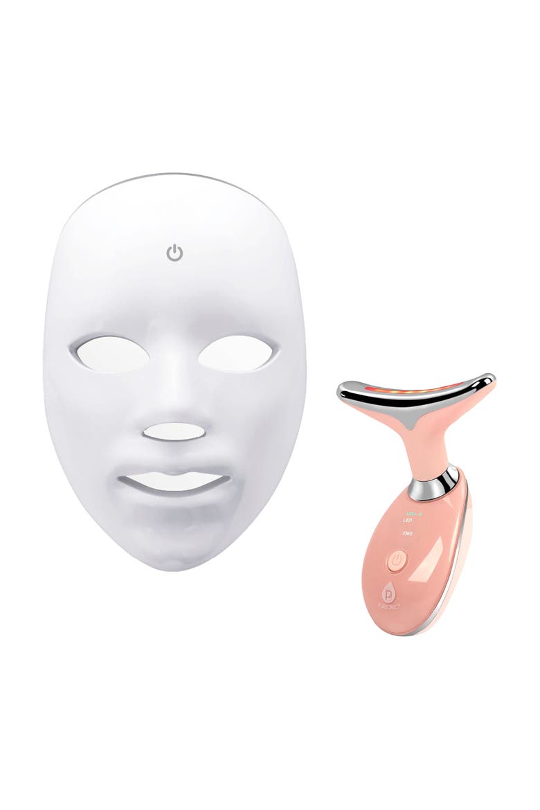 LED Glow Set - 7-in-1 LED Light Therapy Face Mask + 7-in-1 LED Face & Neck Sculpting Wand, Main, color, Multicolor