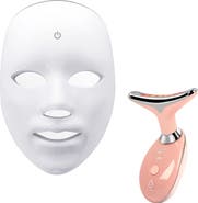 PURSONIC LED Glow Set - 7-in-1 LED Light Therapy Face Mask + 7-in-1 LED Face & Neck Sculpting Wand