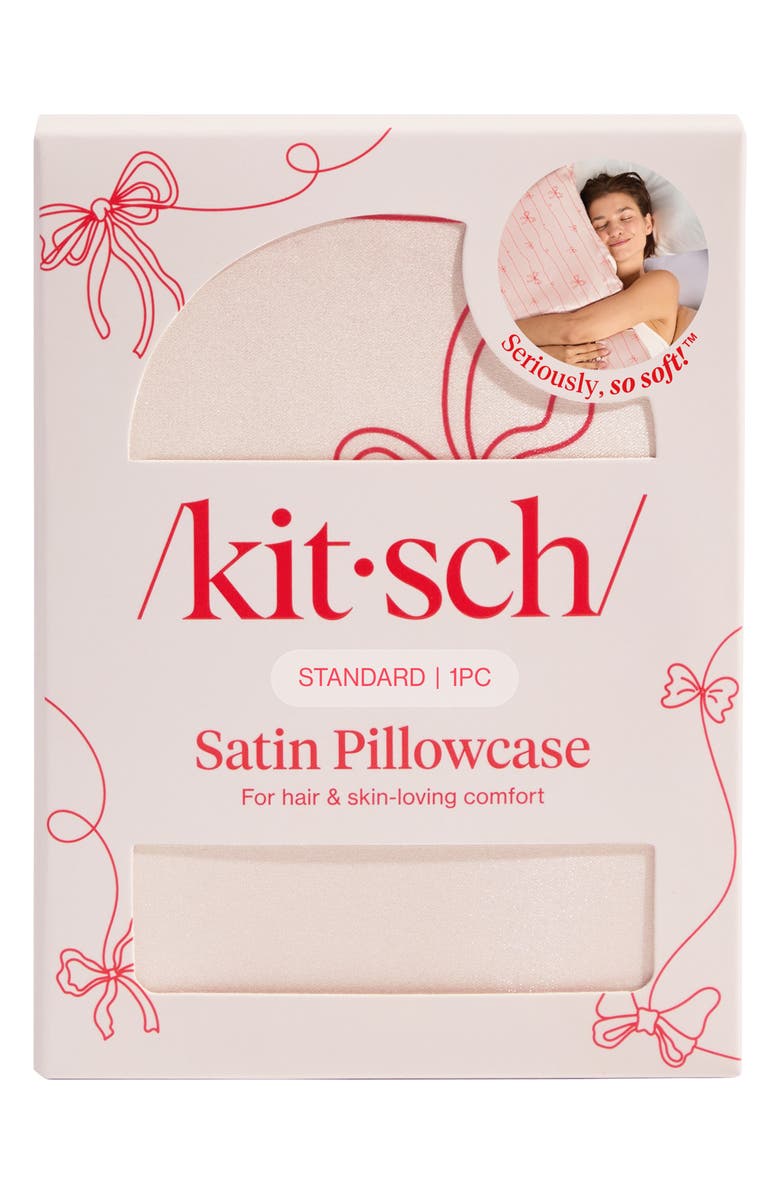Kitsch Standard Satin Pillowcase, Alternate, color, Pink