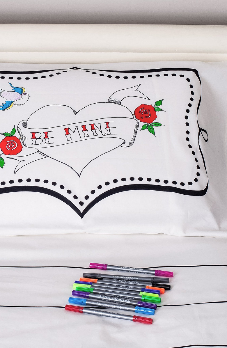 Eat Sleep Doodle Color-Your-Own Pillowcase Doodle Notebook, Alternate, color, White