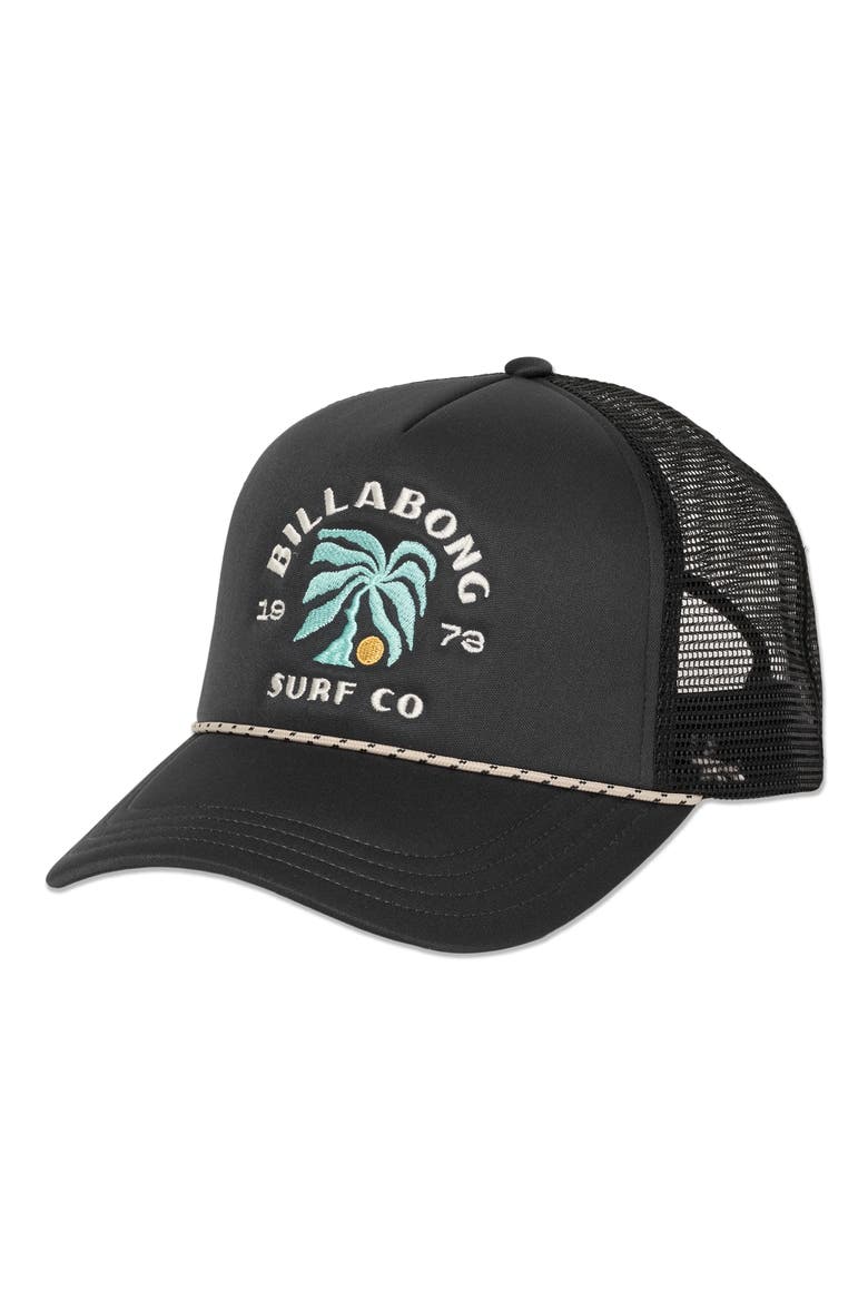 Embroidered Trucker Hat, Main, color, OFF BLACK