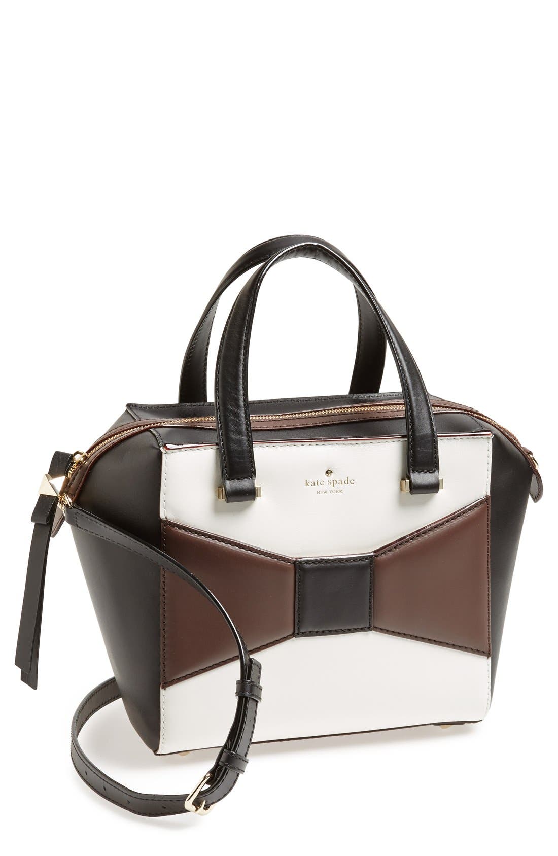 'small 2 park avenue beau' satchel, Main, color, DARK N STORMY/CREAM/BLACK