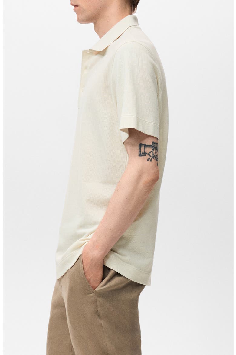 Fine Rib-Knit Polo, Alternate, color, IVORY WHITE
