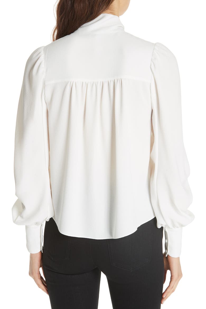 Kineta Tie Neck Blouse, Alternate, color, PORCELAIN