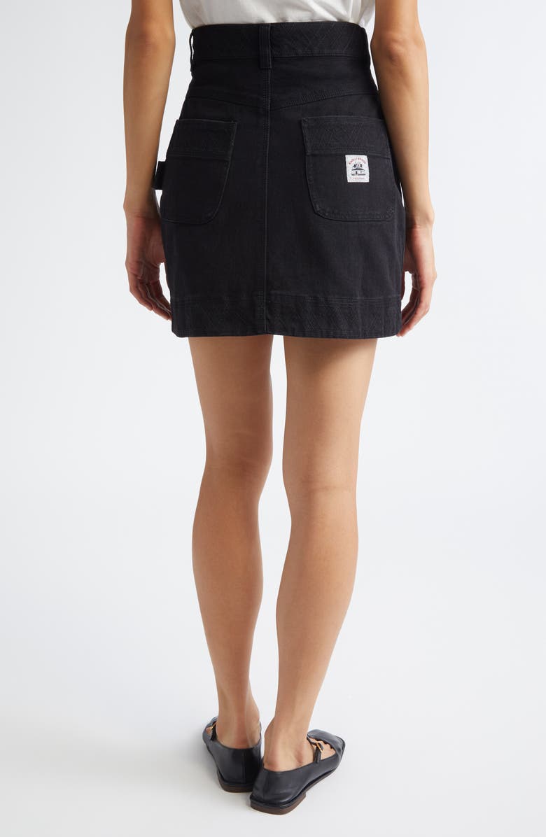 Bode Knolly Brook Cotton Twill Miniskirt, Alternate, color, Black
