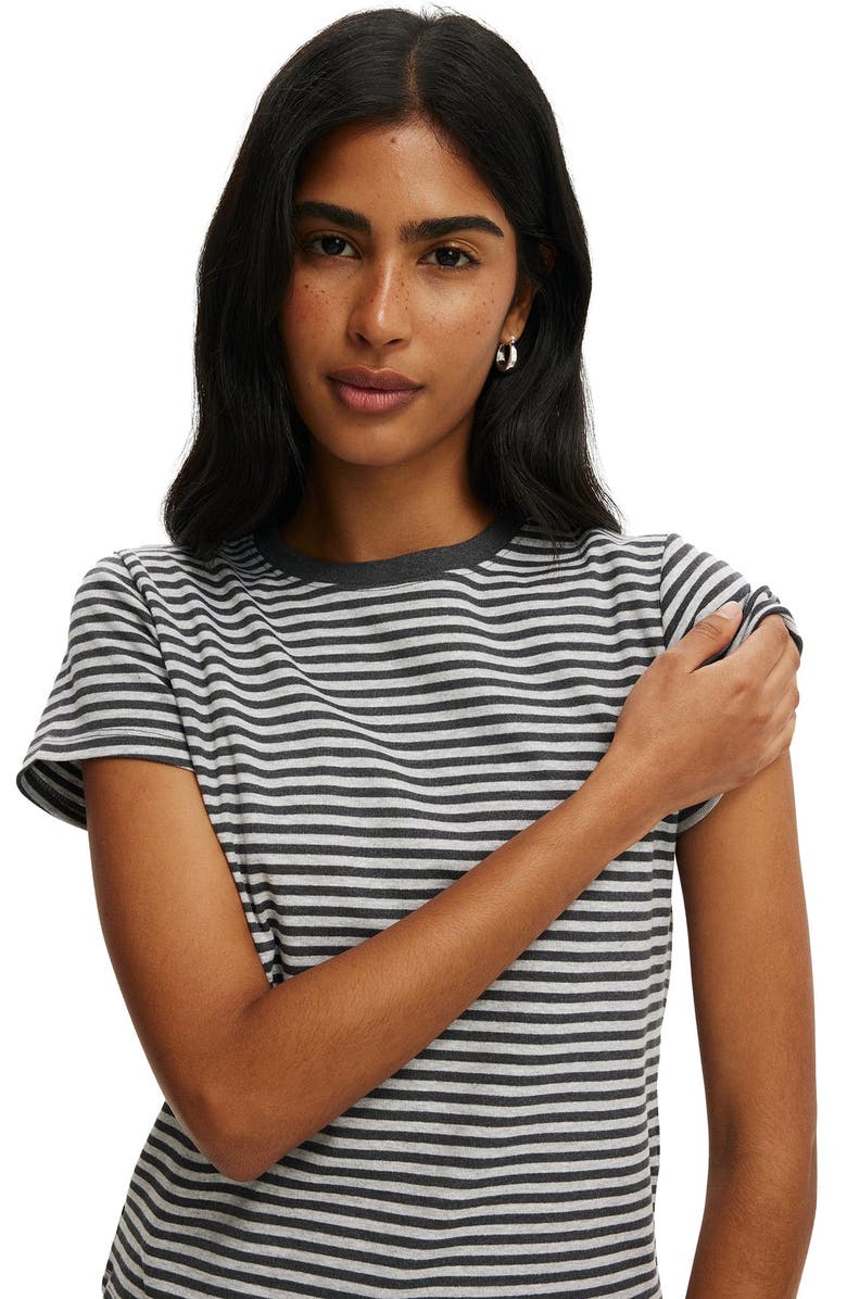 Cotton On Women's 90 S Baby Tee, Alternate, color, Madi Stripe Grey Marle