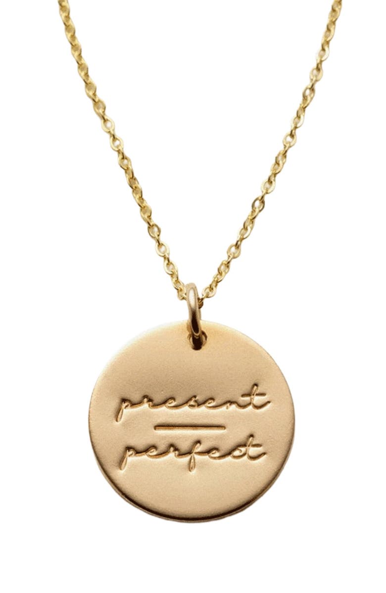 MADE BY MARY Pause Collection Disc Necklace, Alternate, color, Gold Filled - Be Still