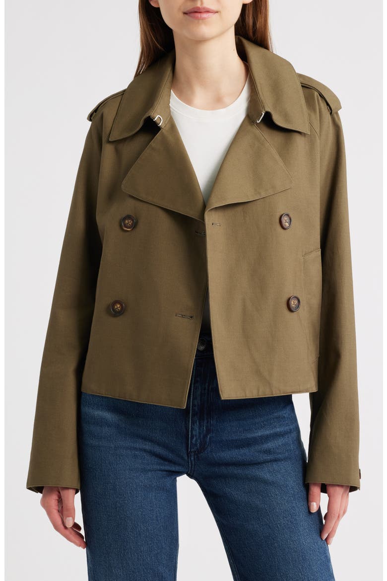 Betty Crop Trench Coat, Main, color, ARMY