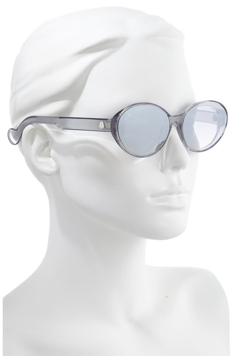 60mm Oval Sunglasses, Alternate, color, GREY/ SMOKE W SILVER