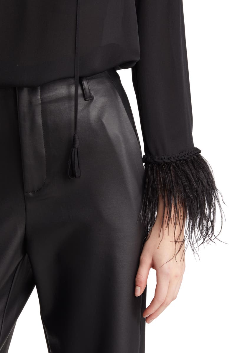 KOBI HALPERIN Jilly Feather Cuff Silk Blouse, Alternate, color, 