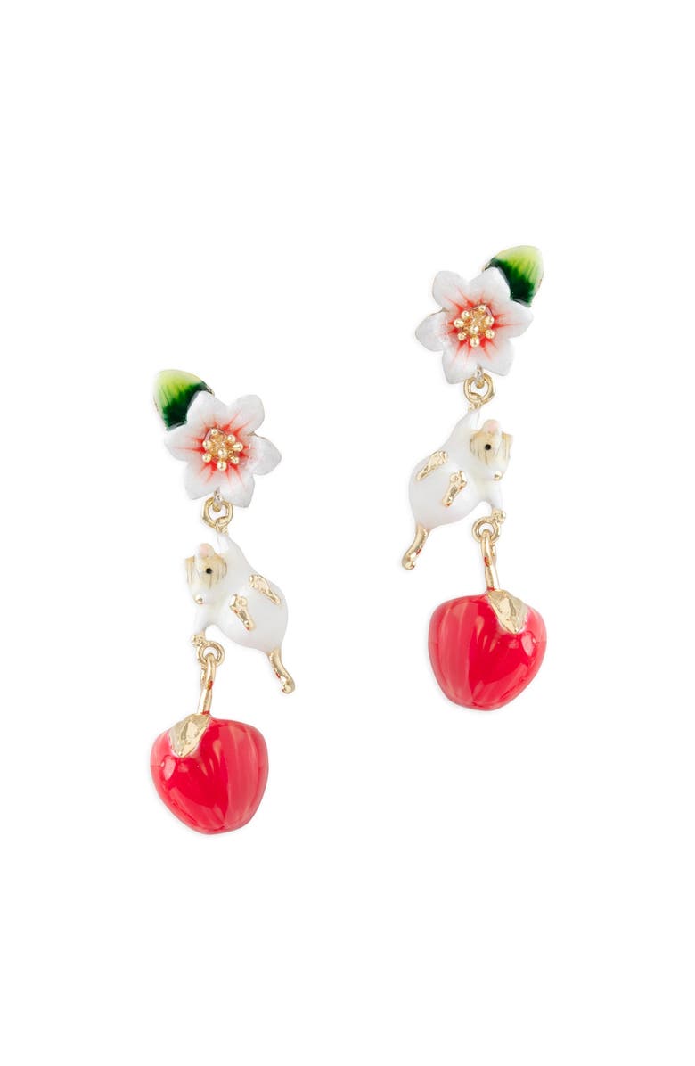Bill Skinner Studio Apple Blossom & Mouse Drop Earrings, Main, color, Apple Blossom