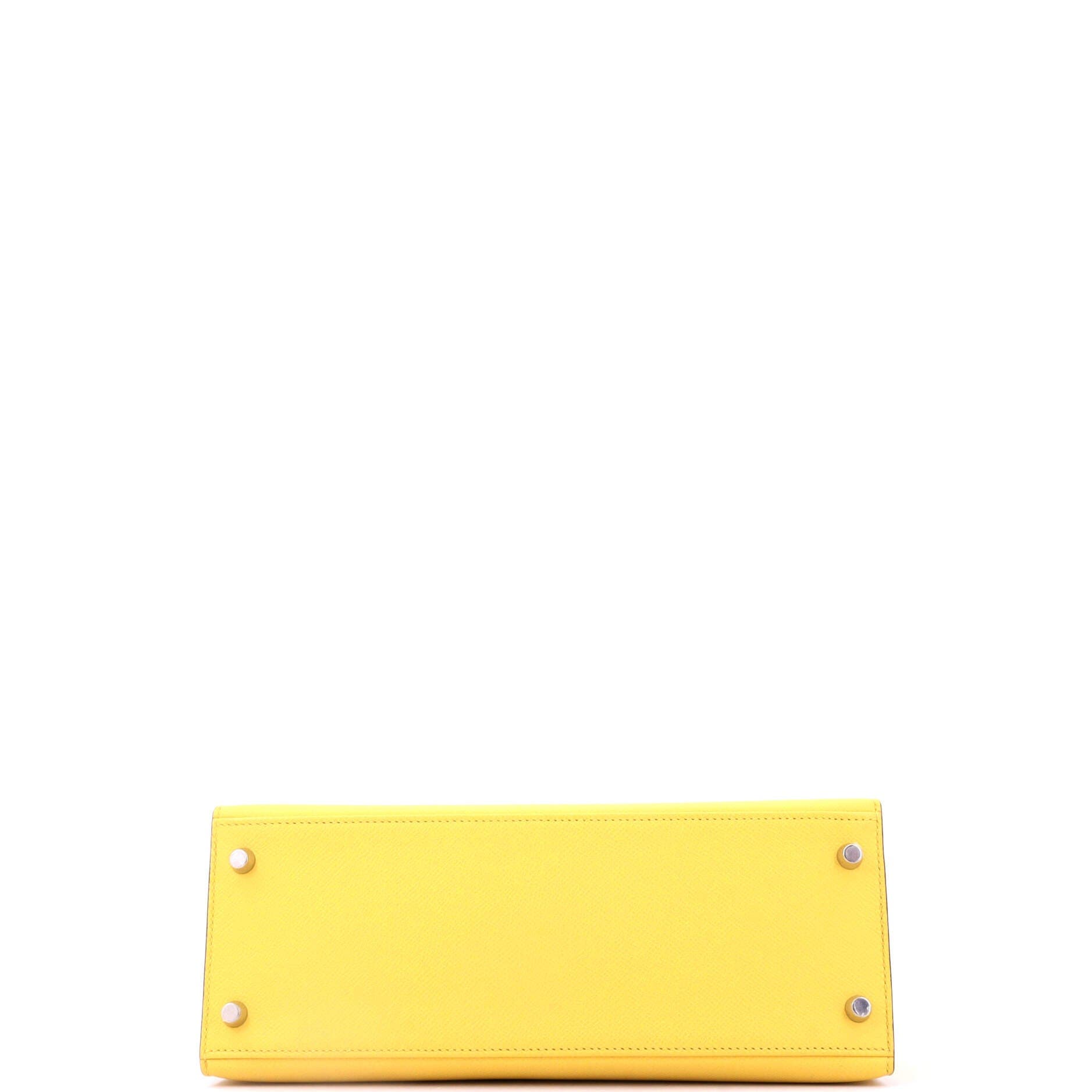 Pre-Owned Hermes Kelly Handbag Yellow Epsom with Palladium Hardware 28, Alternate, color, Jaune De Naples