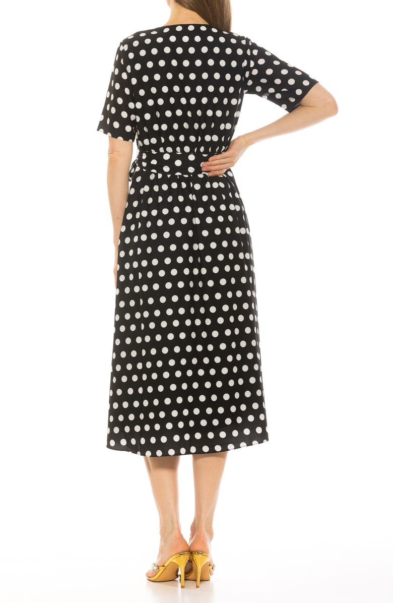 Alexia Admor Larisa Fit & Flare Dress, Alternate, color, Black White Polka Dots