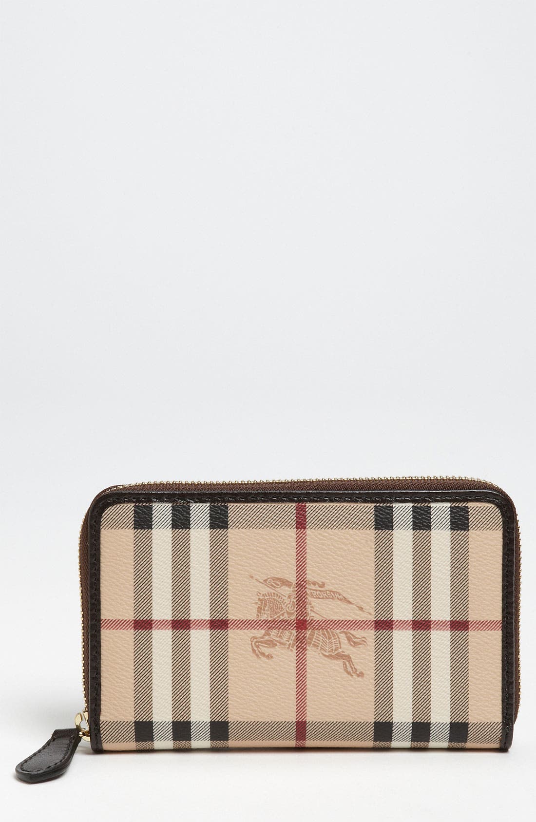 Burberry 'Haymarket Check' Compact Zip Around Wallet, Main, color, 