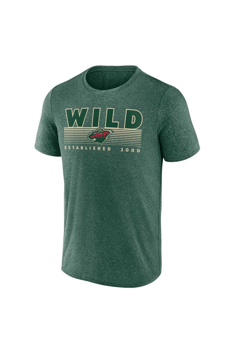 Men's Fanatics Branded Heathered Green Minnesota Wild Prodigy Performance T-Shirt, Alternate, color, Heather Green