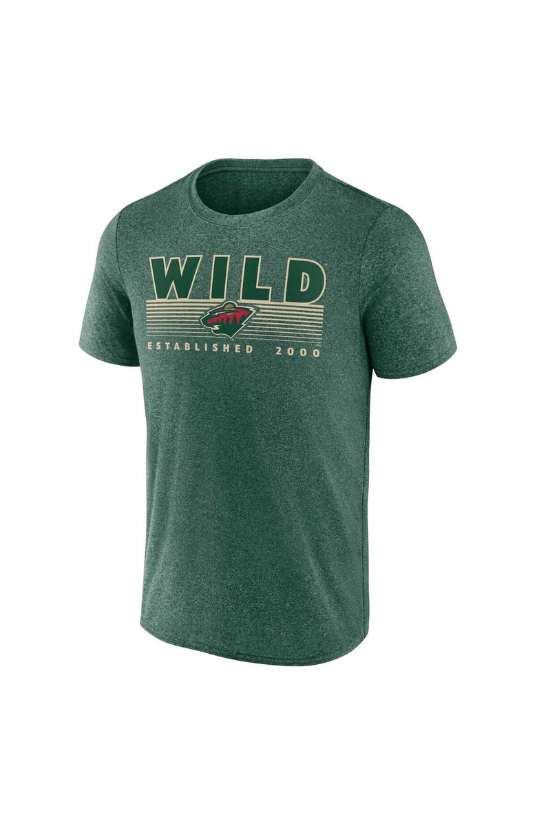 FANATICS Men's Fanatics Branded Heathered Green Minnesota Wild Prodigy Performance T-Shirt, Alternate, color, Heather Green