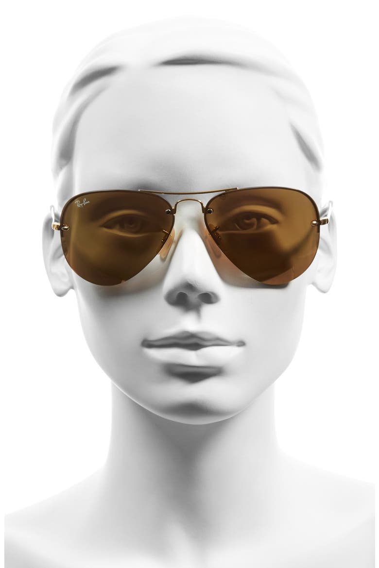59mm Semi Rimless Aviator Sunglasses, Alternate, color, BROWN PINK