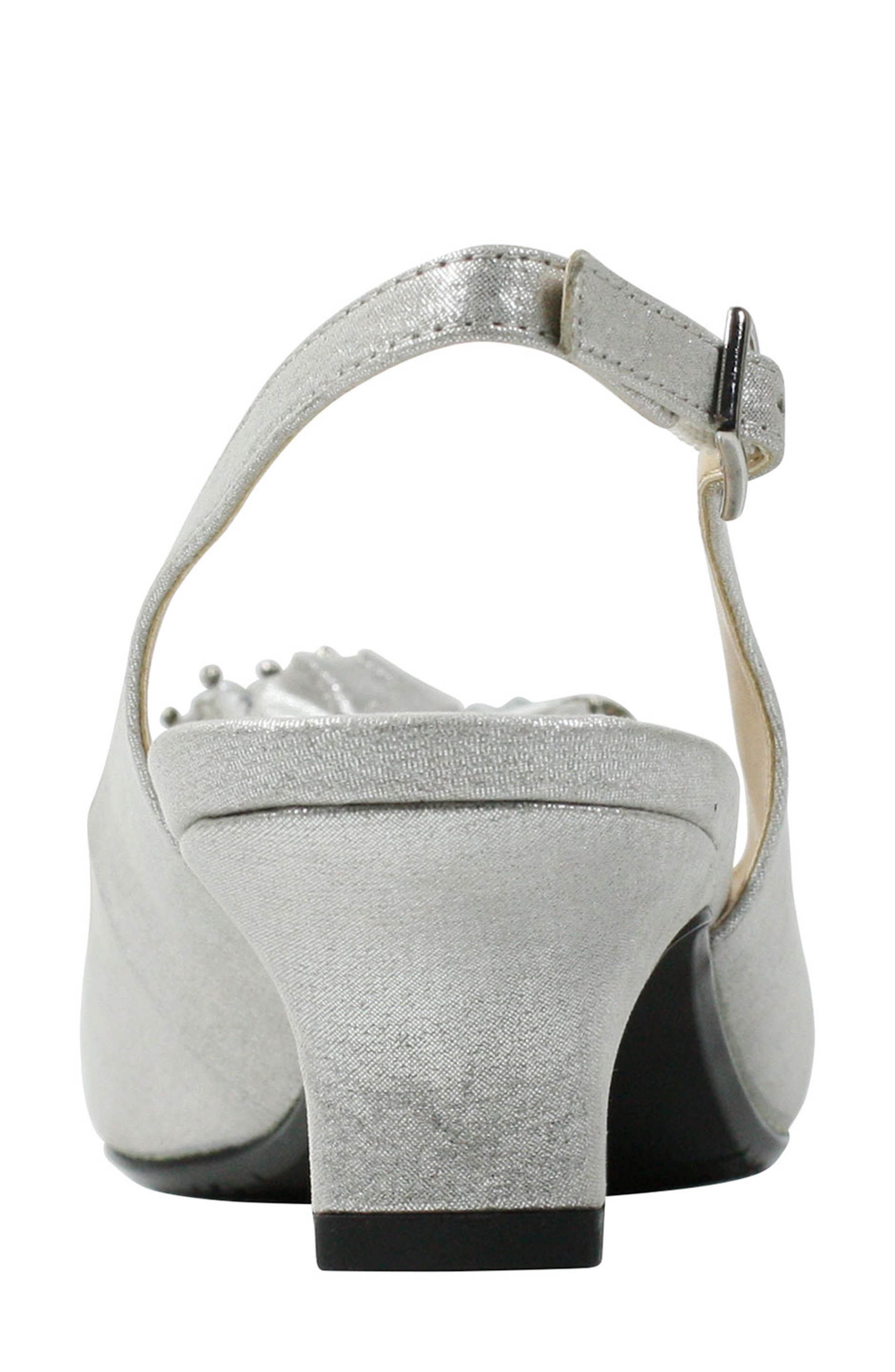 J. Reneé Leonelle Kitten Heel Slingback Sandal, Alternate, color, Silver Satin