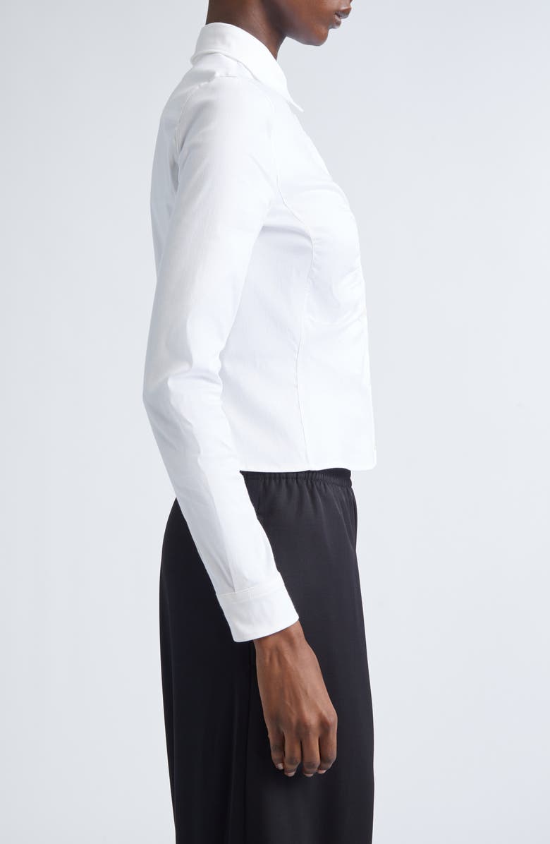 Balenciaga Ruched Button-Up Shirt, Alternate, color, 9000 White