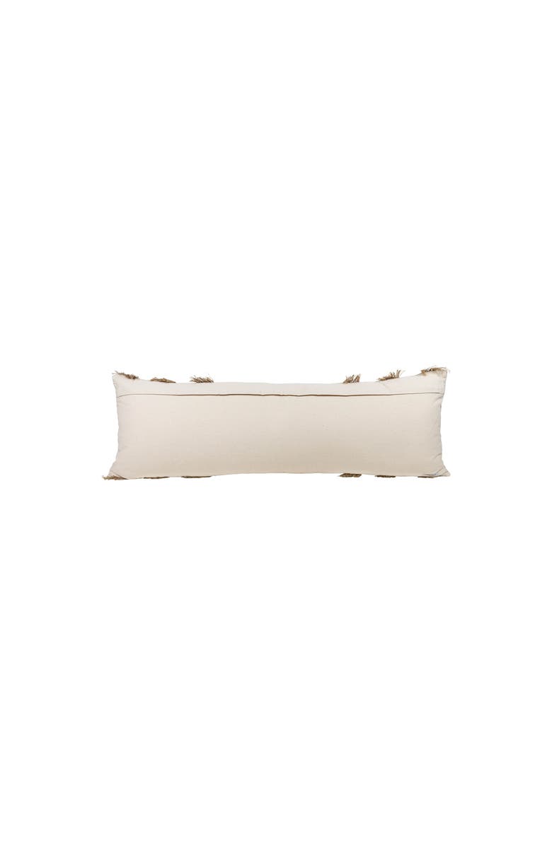 Foreside Home and Garden Tan Outer Striped Handwoven Filled Pillow, 14" x 36", Alternate, color, Beige
