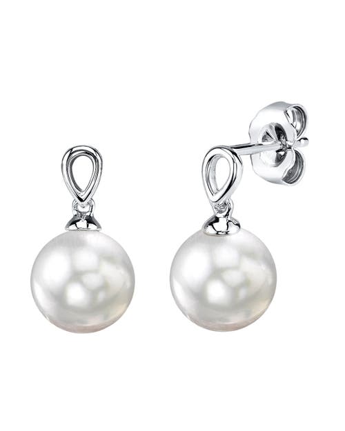 The Pearl Source White South Sea Pearl Sherry Earrings In White Gold