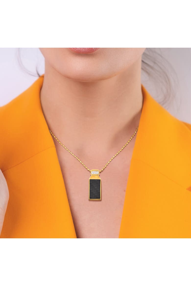Carbon Fiber Lab-Created White Sapphire Necklace, Alternate, color, Yellow-Plated Sterling Silver