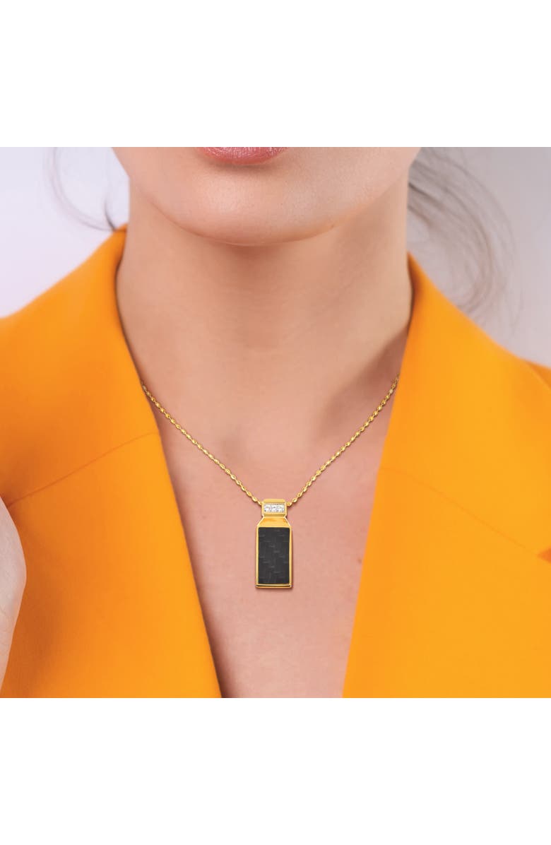 Julianna B. Carbon Fiber Lab-Created White Sapphire Necklace, Alternate, color, Yellow-Plated Sterling Silver