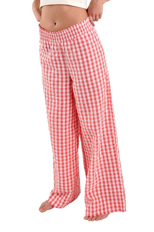 PEACHAUS Chicory Striped Woven-Cotton Pajama Pants in Canyon Peach  product