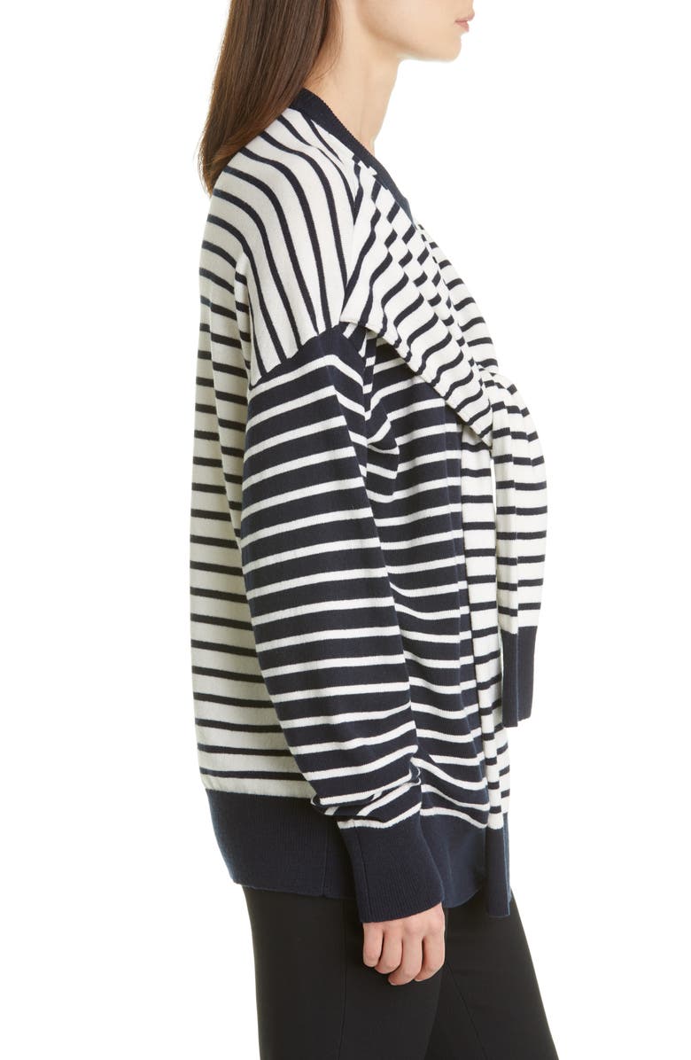 Michael Kors Collection Sleeve Detail Stripe Cashmere Sweater, Alternate, color, 