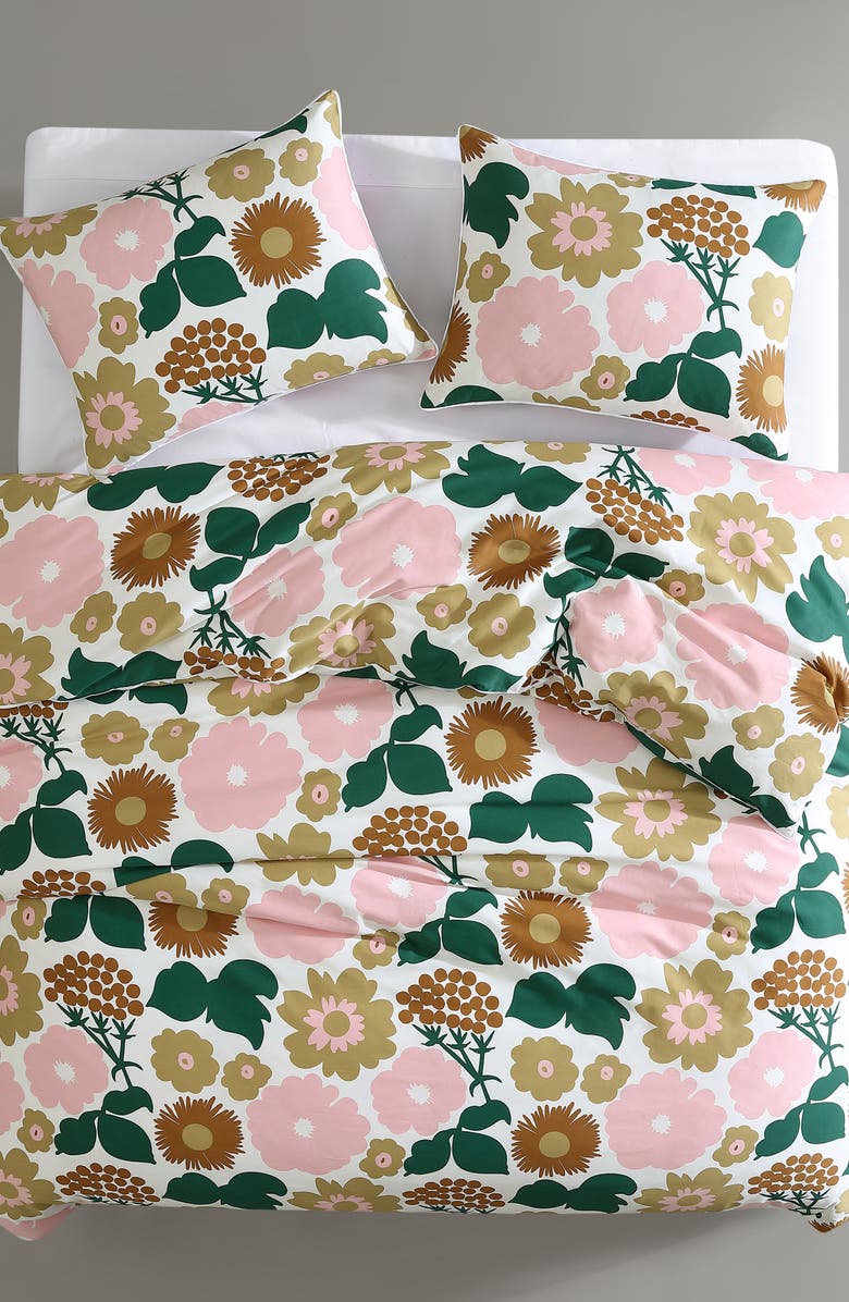 Marimekko Pieni Kukkatori Duvet Cover & Shams Set, Alternate, color, Pink/ Beige