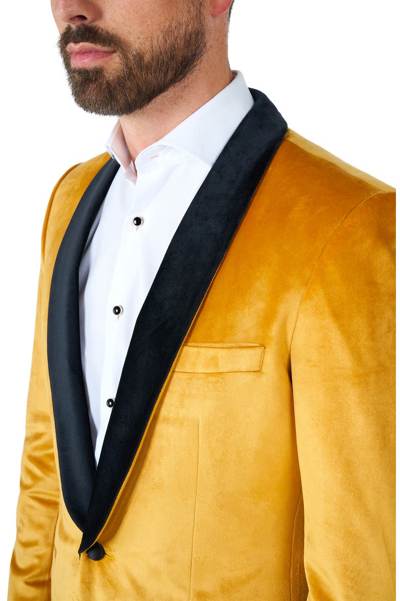 Deluxe Gold Velvet Dinner Jacket, Alternate, color, ORANGE