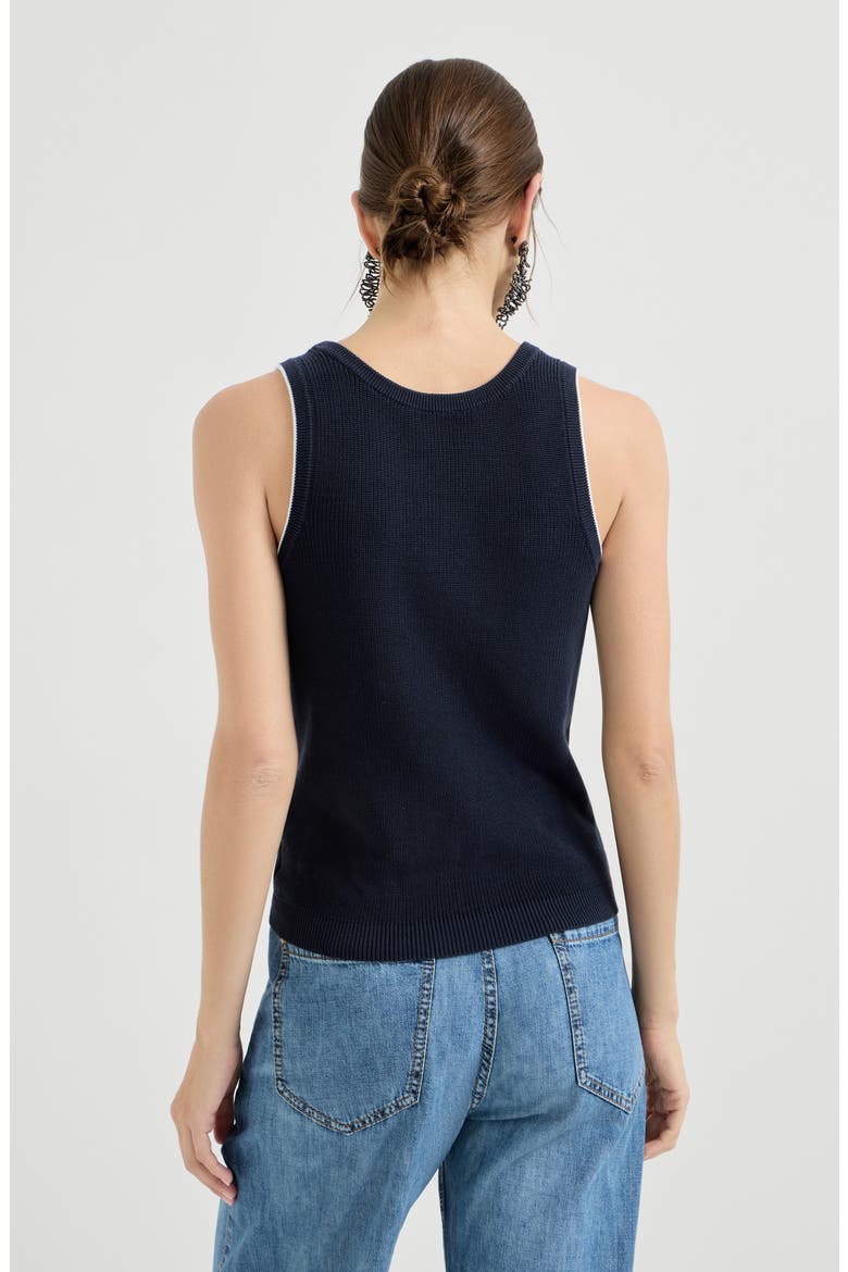 Cotton ribbed knit top, Alternate, color, Blue