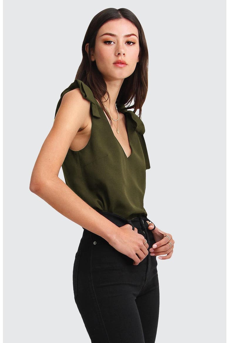 Feel For You V-Neck Top, Alternate, color, Military
