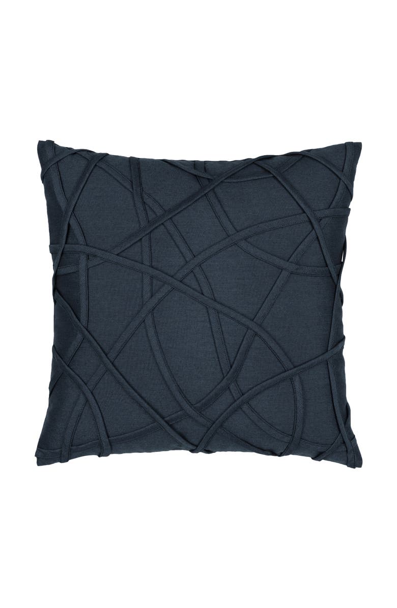 Elaine Smith Illusion Handmade dimensional applique Indoor & Outdoor Woven Accent Pillow, Main, color, Indigo
