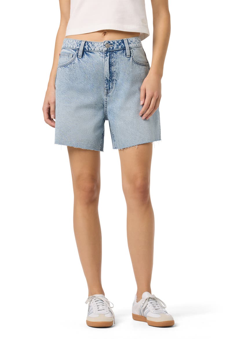 Relaxed Raw Hem Denim Shorts, Main, color, RHONE
