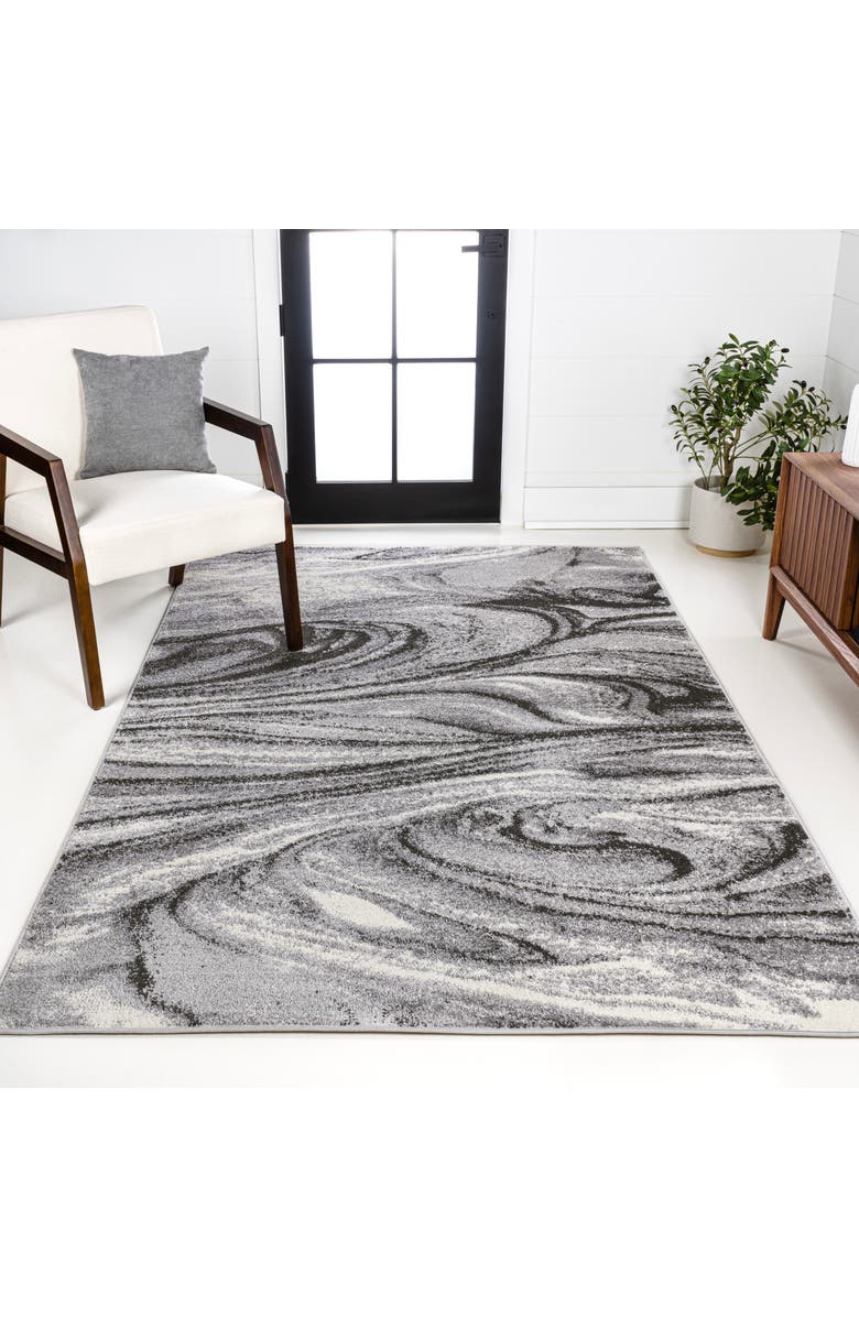 JONATHAN Y Viscon Abstract Marble Contemporary Area Rug, Alternate, color, Light Gray/Black