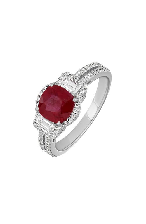 Bony Levy El Mar Cushion Cut Ruby & Diamond Ring In 18k White Gold