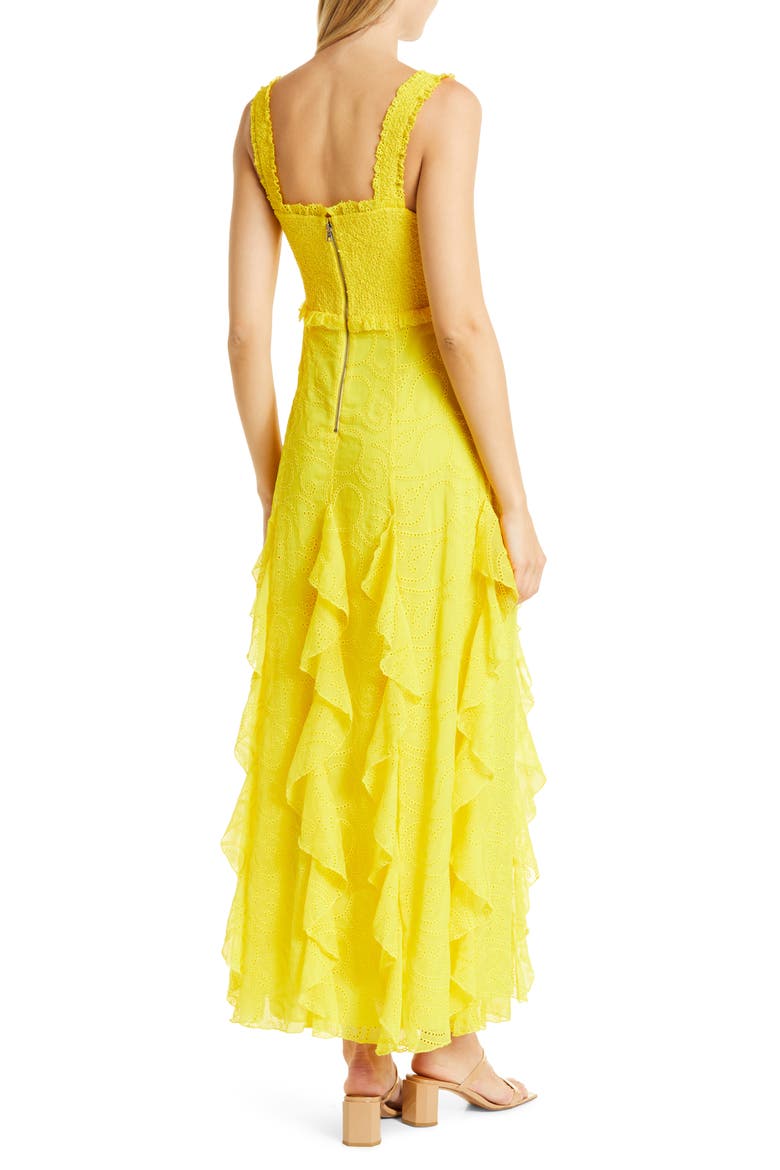 Rue Ruffle Embroidered Empire Waist Maxi Dress, Alternate, color, SUNBEAM