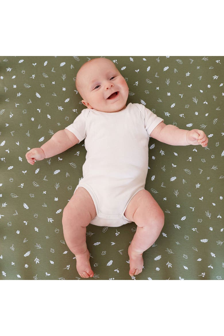 Cotton Jersey Fitted Sheet, Alternate, color, Acorn Drift