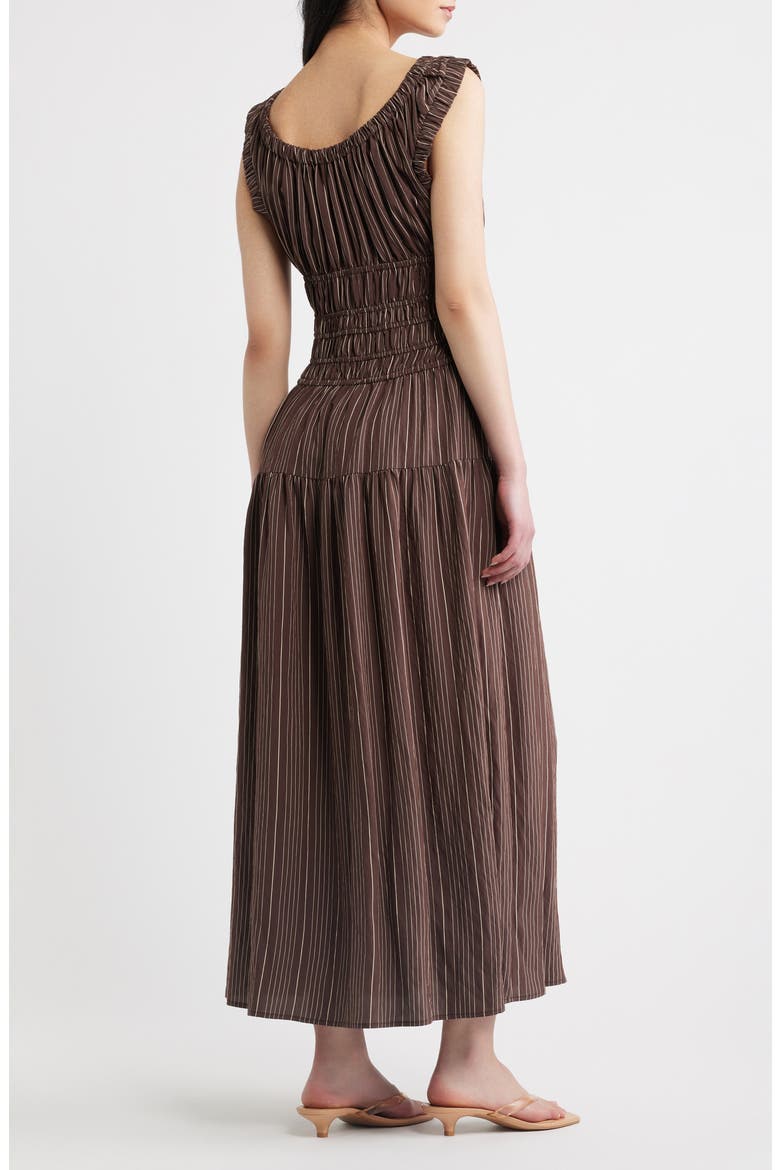 Anastasia Shirred Sleeveless Maxi Dress, Alternate, color, CHICORY STRIPE